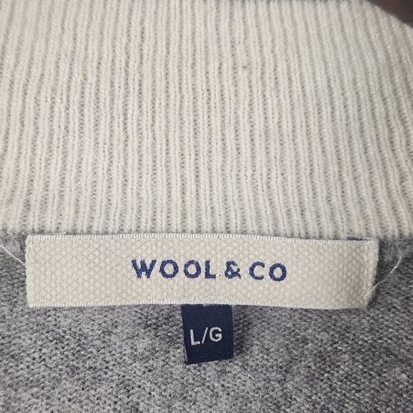 Wool & Co Quarter-Zip Pullover Sweater Men Large Gray Merino Wool/Cashmere EUC - Picture 3 of 13
